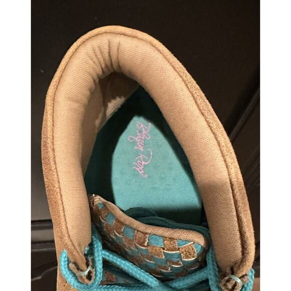 Blazin Roxx Leather Tan And Turquoise Unisex Kids Size 2 (Twisted X Look-alike) - Picture 10 of 11